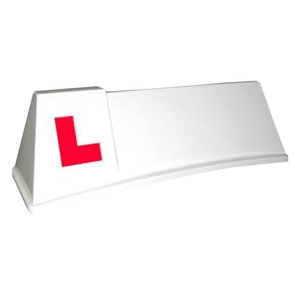 White Mini Professional Roof Sign with L-Plates Applied
